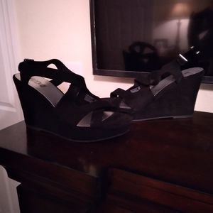 Brash, size 12, black wedge sandals